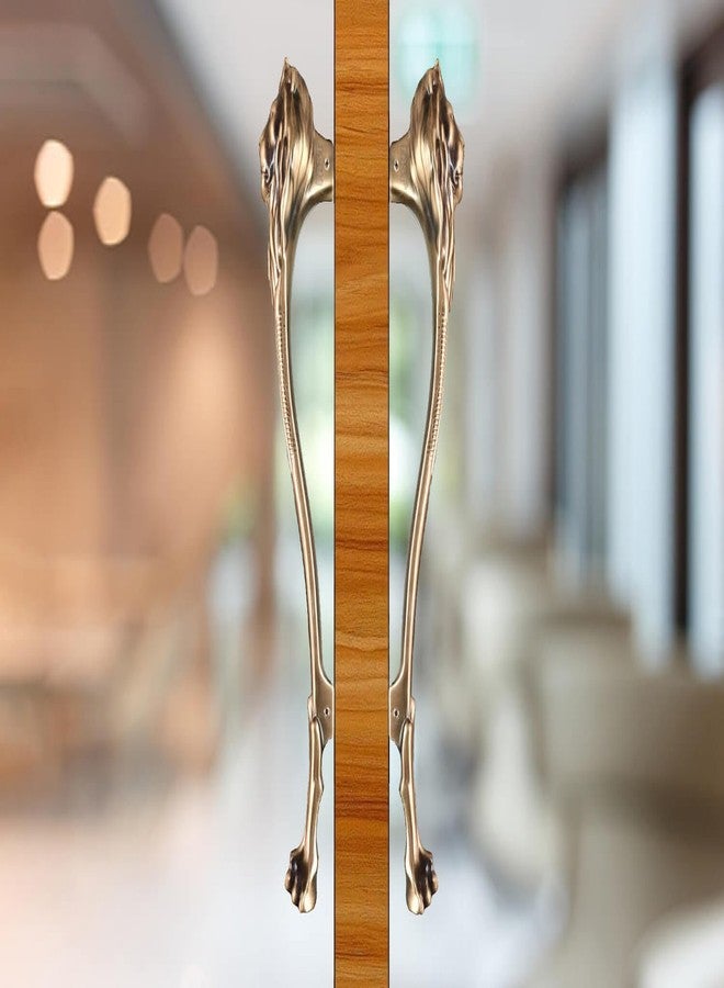 فاست مقبض باب رئيسي عتيق من النحاس الأصفر على شكل أسد من شركة فاست، مناسب للأبواب الخشبية والزجاجية | الطول الإجمالي 385 مم والمسافة بين فتحتي الباب 250 مم - Image 4